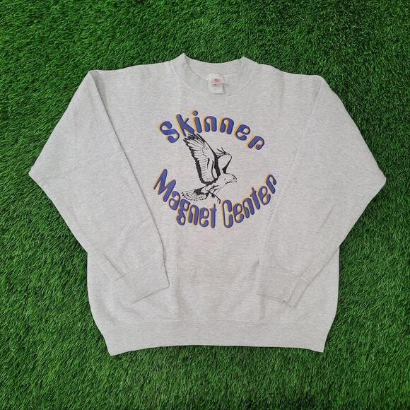 Vintage Skinner-Magnet Center Sweatshirt Womens L 23x23 Crop - Picture 1 of 13